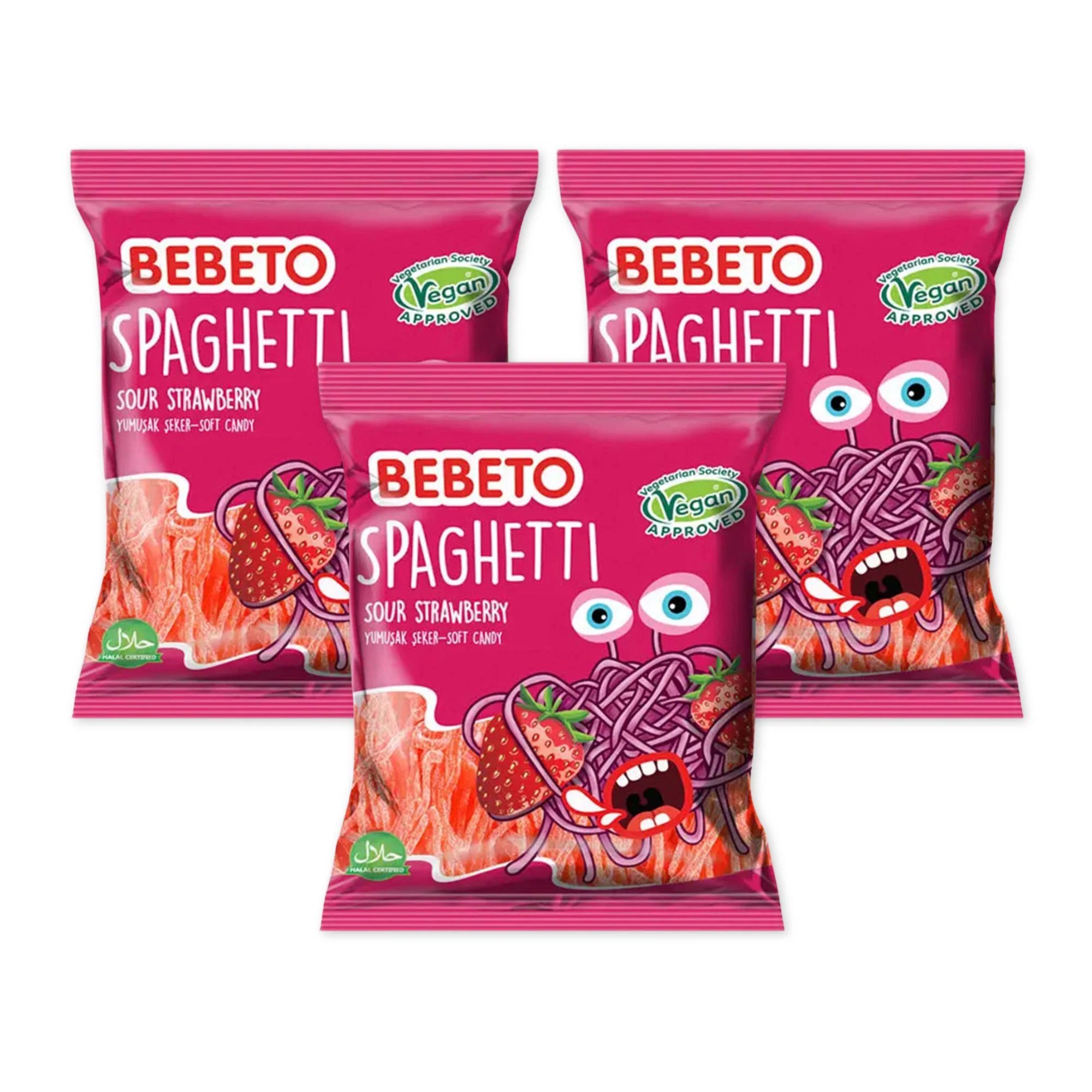 Bebeto Spaghetti Sour Strawberry - Image 2